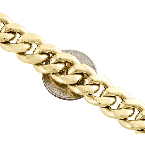 Mens 10K Yellow Gold 3D Hollow Miami 