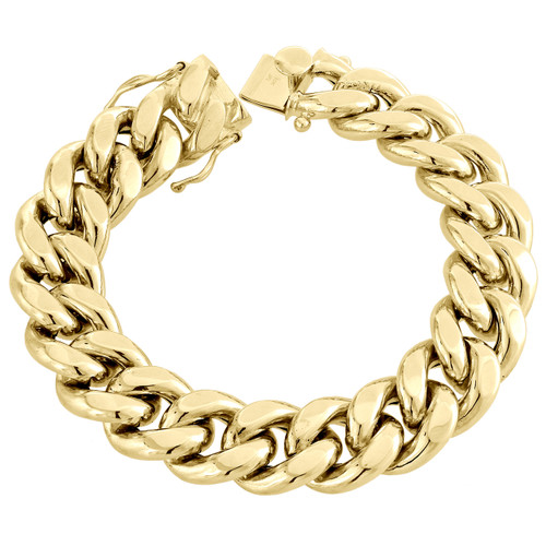 Mens 10K Yellow Gold 3D Hollow Miami 