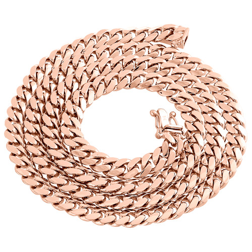 collana con catena a maglie cubane di Miami in oro rosa massiccio 10k da 8 mm con chiusura a scatola da 24-30 pollici