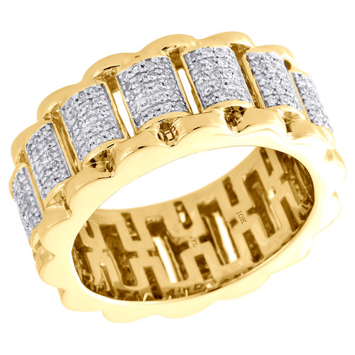 10K Yellow Gold Diamond Jubilee Eternity Wedding Band Cluster Pinky Ring 0.78 CT