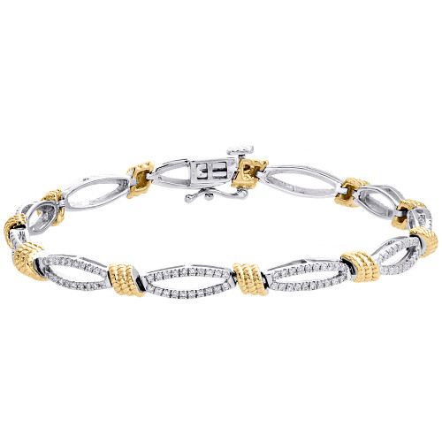 14K White & Yellow Gold Diamond Rope Milgrain Oval Link Bracelet 4.50mm | 1 CT.