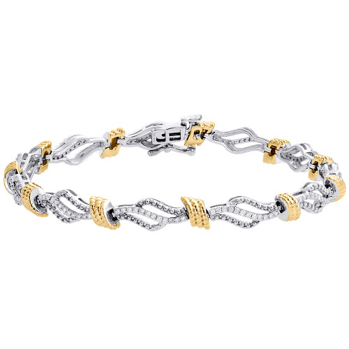 14K White & Yellow Gold Diamond Rope Milgrain Statement Bracele 5.50mm | 1/2 CT.