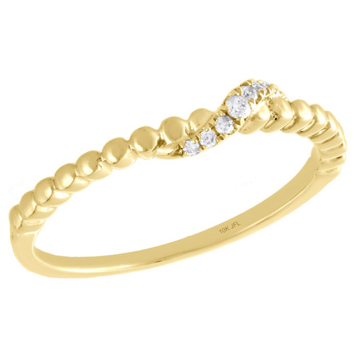 10K Yellow Gold Graduated Diamond Designer Stackable Right Hand Ring 1/20 Ct.