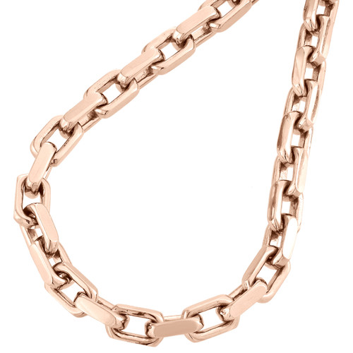 collana a maglie quadrate rettangolari fatte a mano in oro rosa 14k massiccio da 5,75 mm, collana da 24 pollici