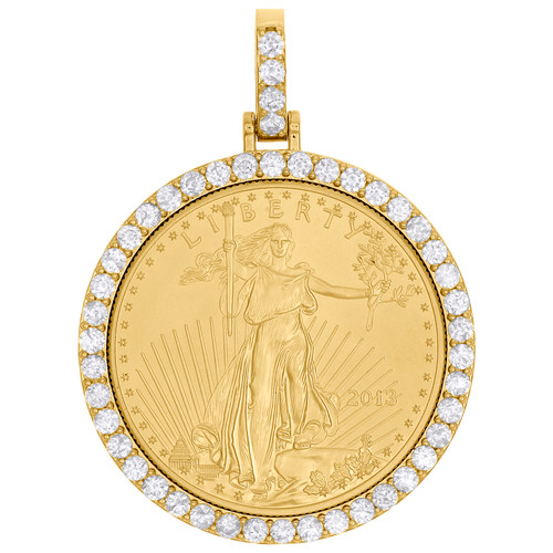 22K American Eagle Goldmünze 1 Unze. & 10-Karat-Diamant-Montage-Anhänger-Charm 2,85 CT.