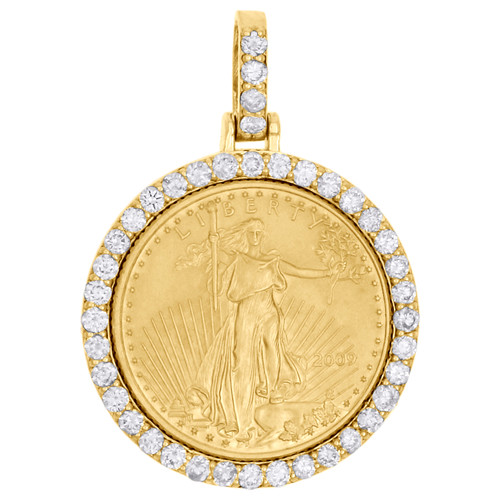 22K American Eagle Gold Coin 1/10th oz. & 10K Diamond Mounting Pendant 0.63 CT.