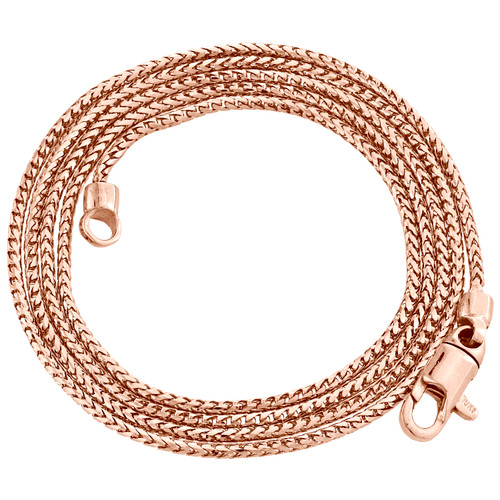 10K Rose Gold 1.50mm Solid Box Franco Chain Thick Lobster Clasp Necklace 18-24"