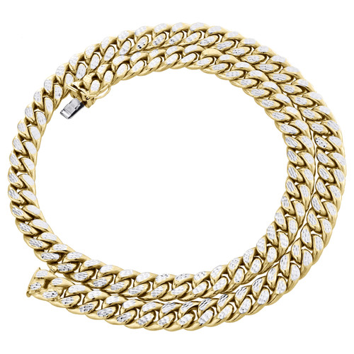 10K Yellow Gold Diamond Cut Hollow Miami Cuban Link Chain 8.50mm Box Clasp 20"