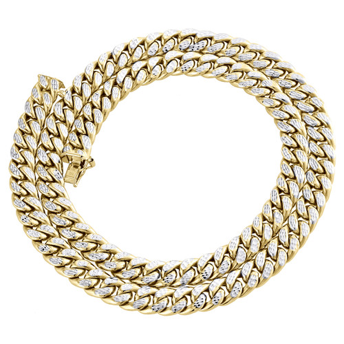 10K Yellow Gold Diamond Cut Hollow Miami Cuban Link Chain 8.50mm Box Clasp 22"