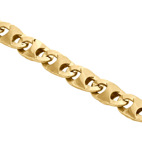 Sprængstoffer længde udslæt 10K gul guld herre diamantskårne 9 mm puff Gucci Link armbånd Fancy æske  lås 8" - JFL diamanter og ure