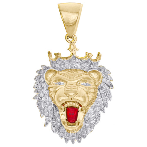 10K Yellow Gold Mens Diamond Lion King 
