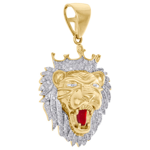10K Yellow Gold Mens Diamond Lion King 