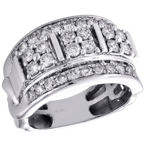 bague de mariage en or blanc 10 carats avec diamant rond en forme de dôme pour homme, bague de mariage 2 ct.