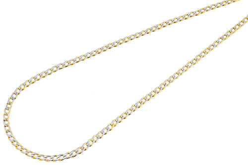 10k Yellow Gold Diamond Cut Hollow Pave Cuban Chain 2.50mm Necklace 16 - 24 Inch