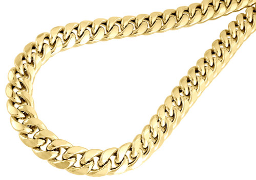 10 Karat Gelbgold, halbhohl, 11 mm, kubanische Miami-Gliederkette, 76,2–96,5 cm