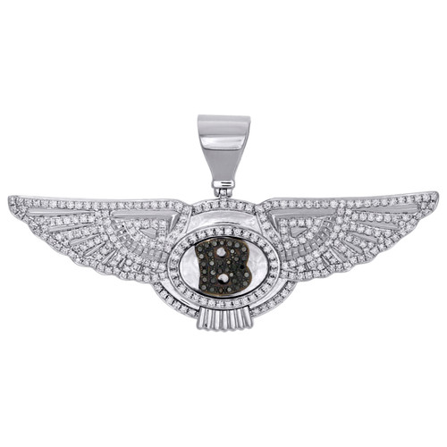 10K White Gold Mens Genuine Diamond Bentley Letter B Pendant Mens Charm 1.25 CT.