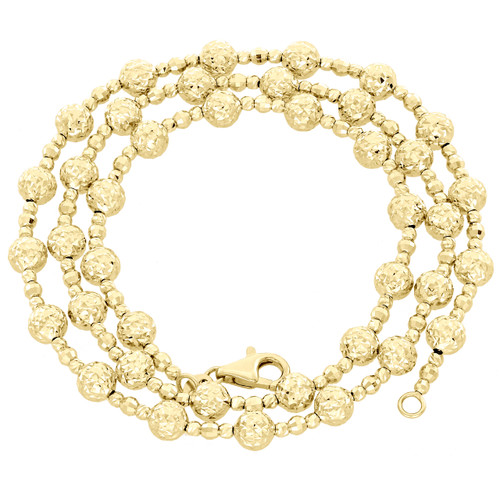 collar elegante de cadena de cuentas italiana con corte de caramelo/luna de 5 mm de oro amarillo de 14 k, 20 pulgadas