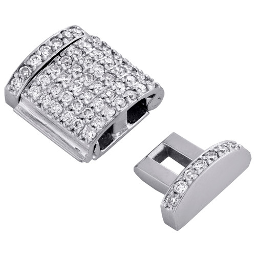 10K White Gold Miami Cuban Chain / Bracelet 10mm Diamond Box Clasp Lock 1/2 CT.