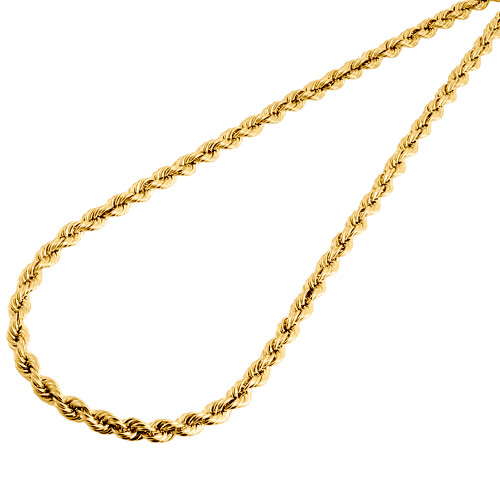 Solid Rope Chain 4mm Link Necklace 
