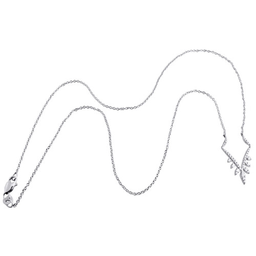14k hvidguld diamant v contour dangler vedhæng 17" kabel halskæde 0,25 ct.
