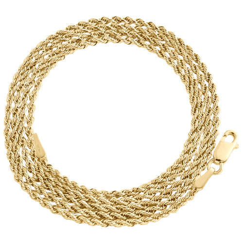 10K Yellow Gold 1.50mm Diamond Cut Solid Rope Link Chain Necklace 16 - 30 Inches