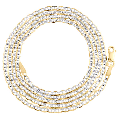 10K Yellow Gold 2mm Diamond Cut Solid Anchor Mariner Chain Necklace 16-26 Inches