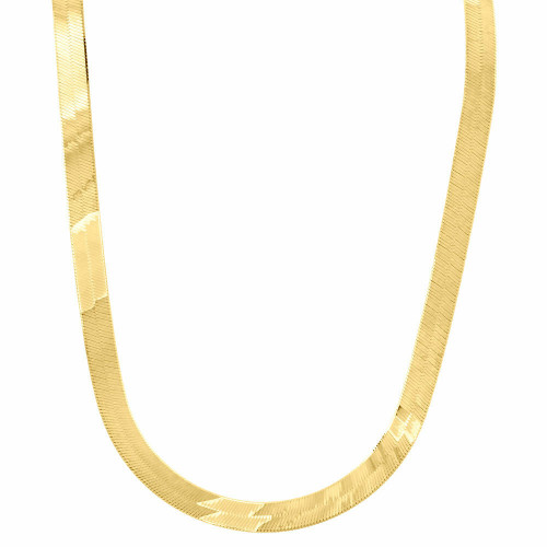 massive Halskette aus 10 Karat Gelbgold, seidiges Fischgrätenmuster, 6 mm Kette, 16–24 Zoll, neu