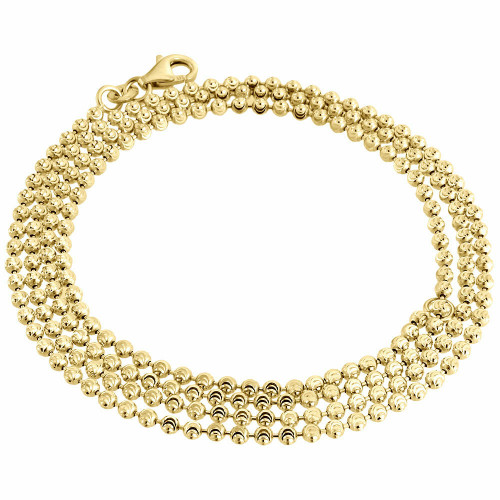 10k gult guld moon cut style link new solid chain halsband 2mm 16" - 30"