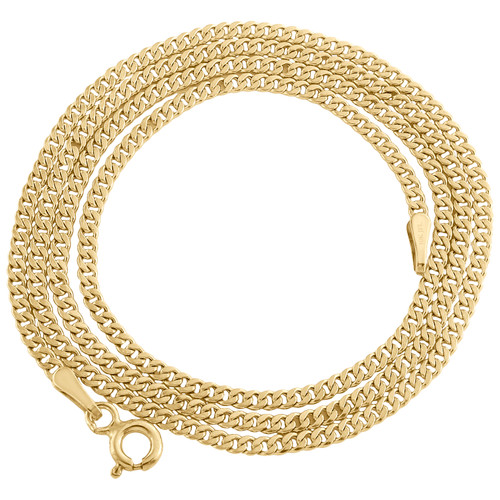 10K Yellow Gold 1.95mm Hollow Plain Cuban Curb Link Chain Necklace 16 - 26 Inch