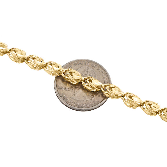 10K Yellow Gold 3D Turkish Rope Fancy Link 5.50mm Chain Statement ...