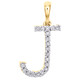 10K Yellow Gold Diamond Initial J Block Letter Pendant 1.1
