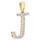 10K Yellow Gold Diamond Initial J Block Letter Pendant 1.1