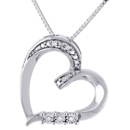 Diamond Heart Pendant .925 Sterling 