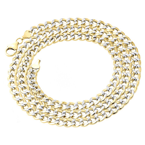 1/10th 10K Yellow Gold Diamond Cut Curb Cuban Link Chain Necklace 6mm ...