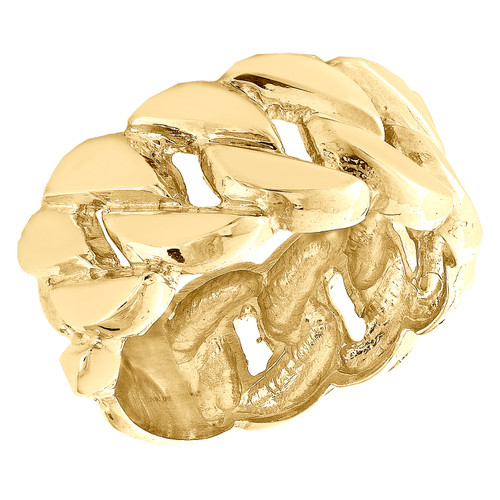 10K Yellow Gold High Polished Miami Cuban Link Statement Pinky Ring ...
