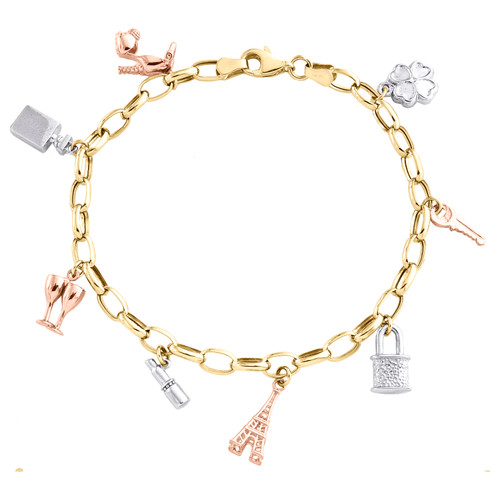 14k Yellow Gold Multi Charm Bracelet 