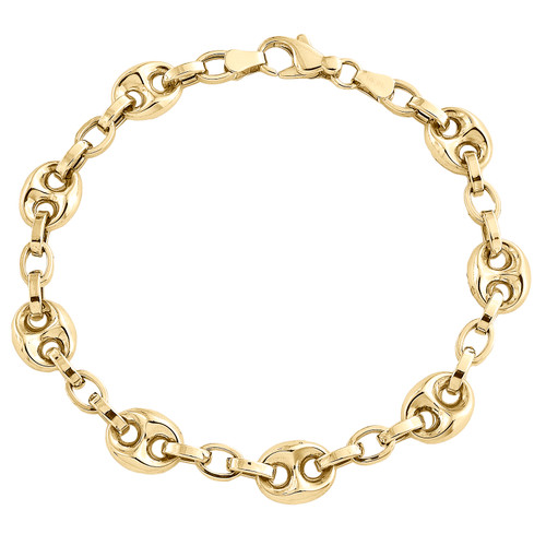 Men's Italian Modern 8mm 14K Yellow Gold 8.50 Figaro Link Chain Brace