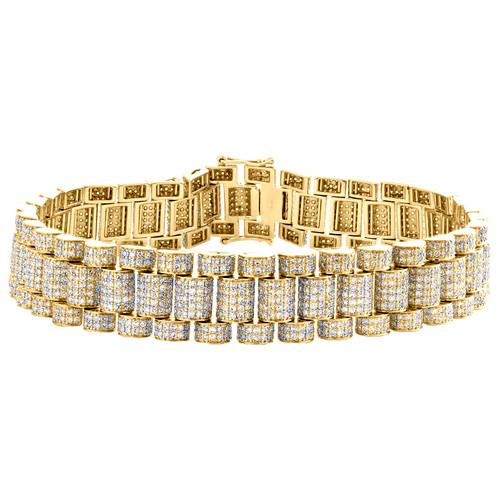 10K Yellow Gold Round Diamond President Link 13mm Statement