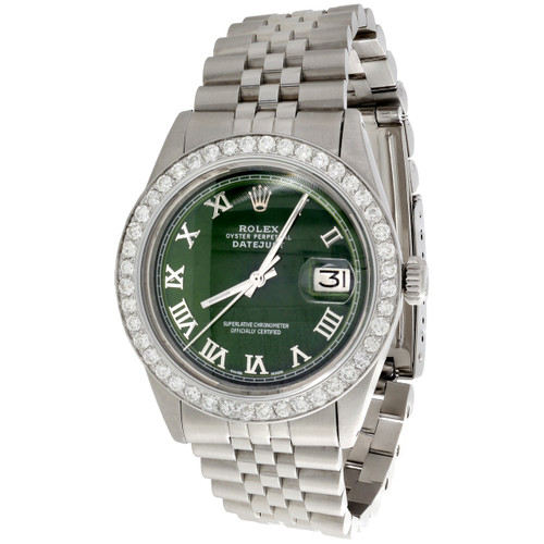 Rolex datejust with store green roman numerals