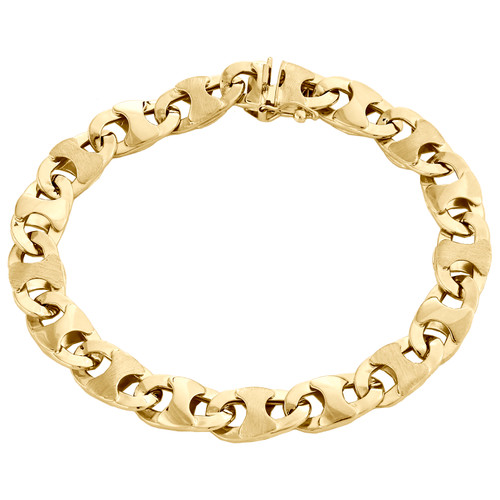 10K gul guld herre diamantskårne 9 mm puff Gucci armbånd Fancy æske lås 8" - JFL diamanter og ure