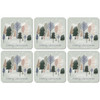 Denby Christmas Trees Square Set Of 6 Coasters