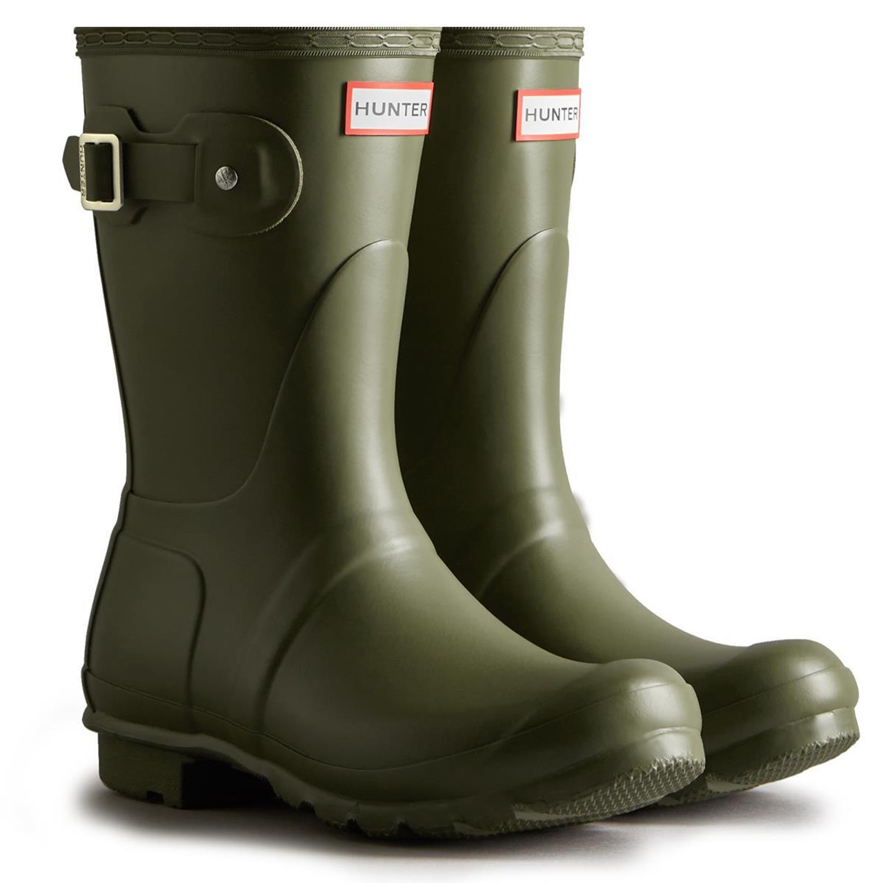 Olive green hunter boots on sale short