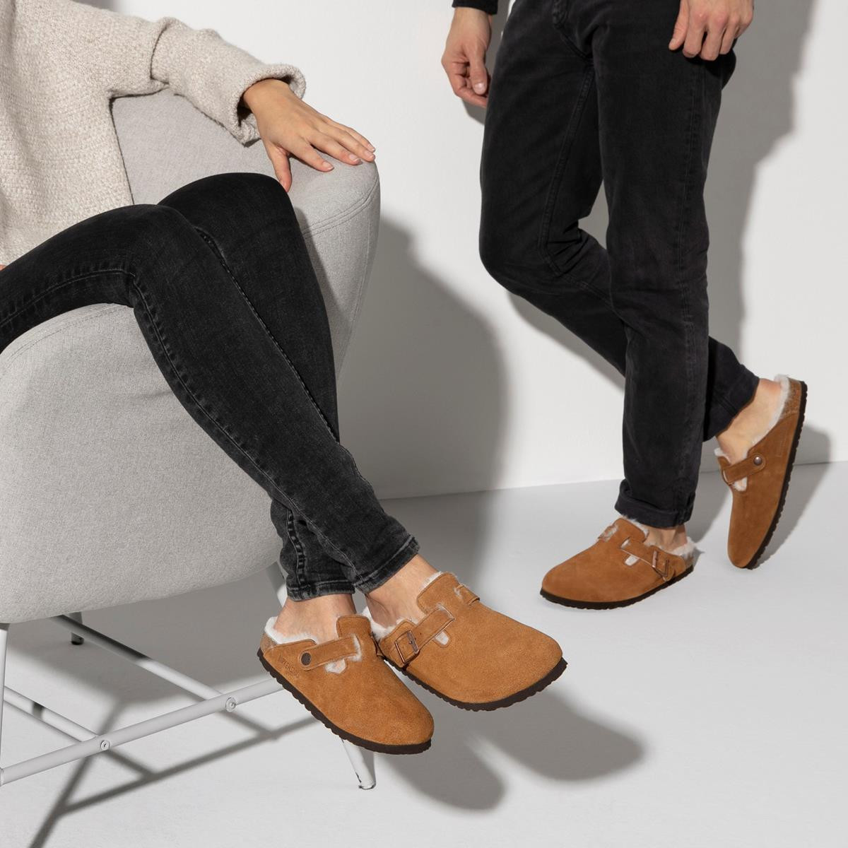 Birkenstock Boston Shearling Suede Leather | Philip Morris & Son