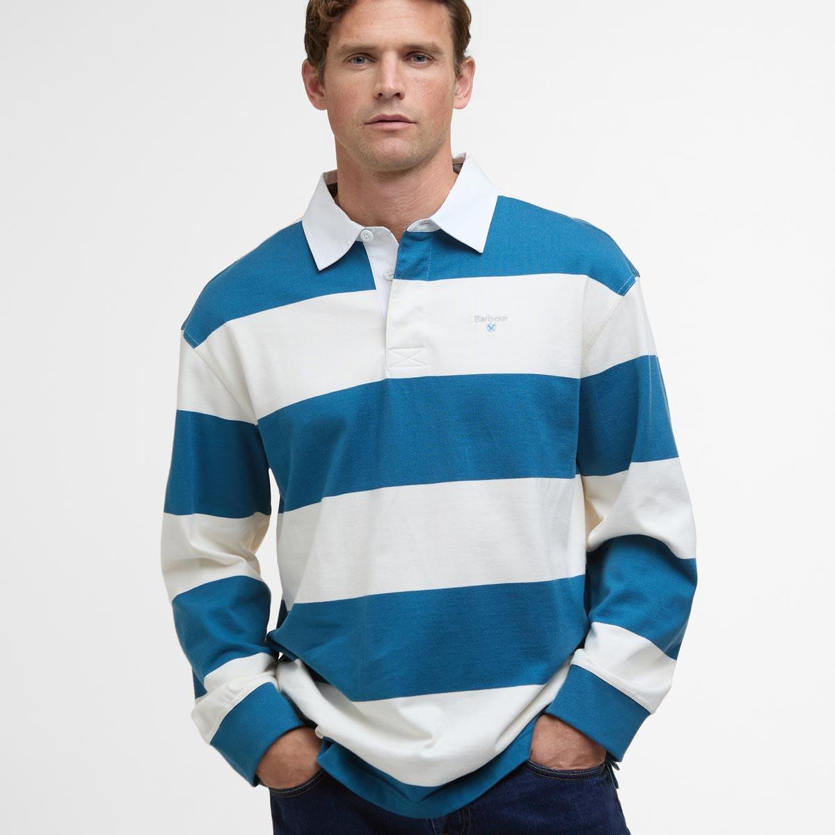 【新品未使用タグ付き】ブラームス　wide border rugby shirt Barbour Mens Broome Rugby Shirt | Philip Morris & Son