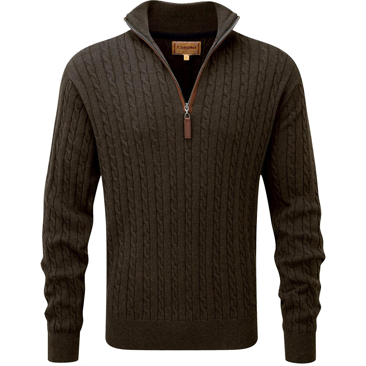 Schoffel Mens Calton Cotton Cashmere Cable 1/4 Zip Jumper | Philip