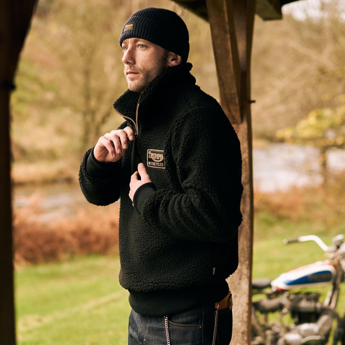 TRIUMPH ハーフジップフリース sizeM ENGLAND製 Triumph Roadhouse Half Zip High Pile Fleece | Philip Morris & Son