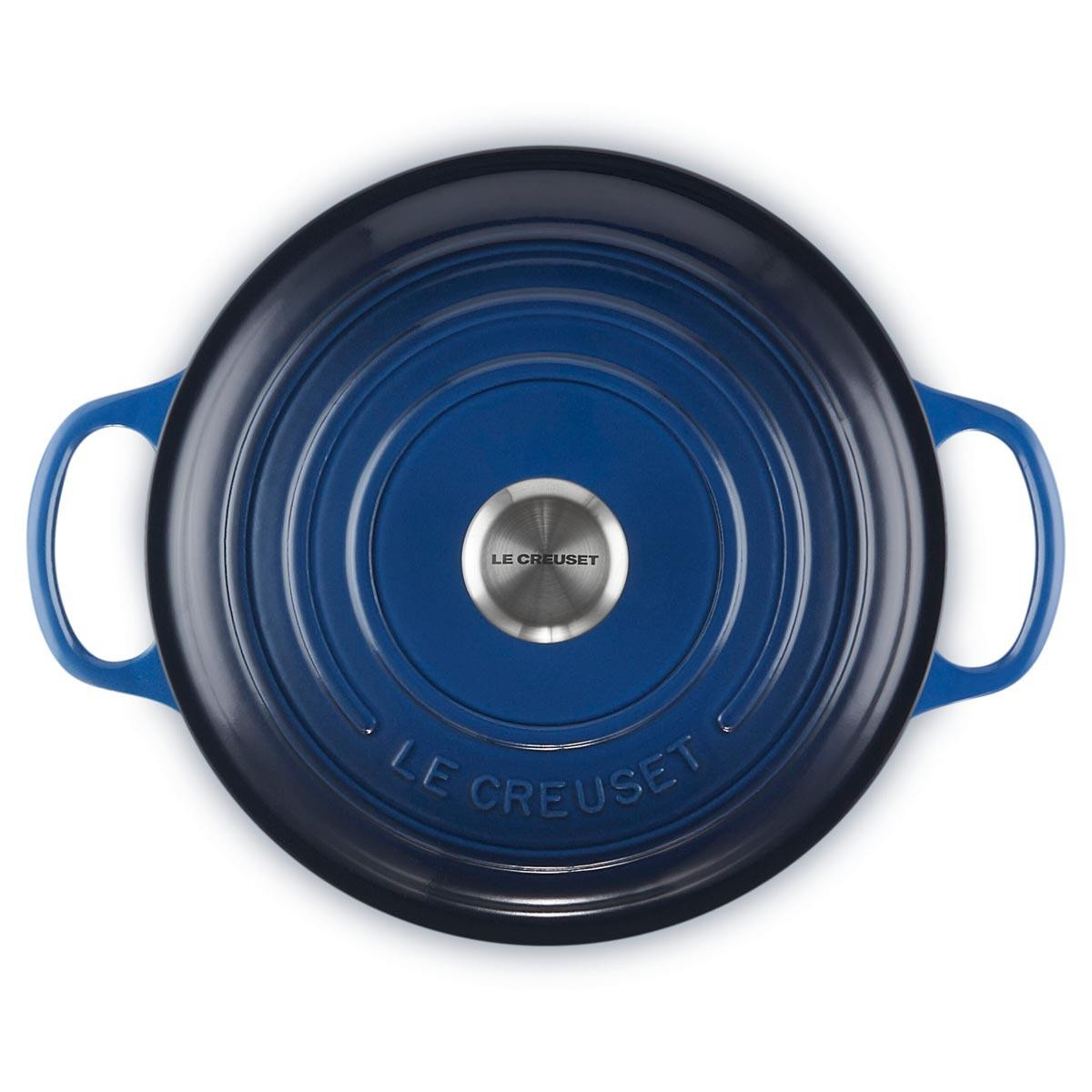 【ほぼ新品】LE CREUSET　マルミット　インディゴブルー　22cm Le Creuset Signature Cast Iron Round Casserole 22cm Lapis Blue