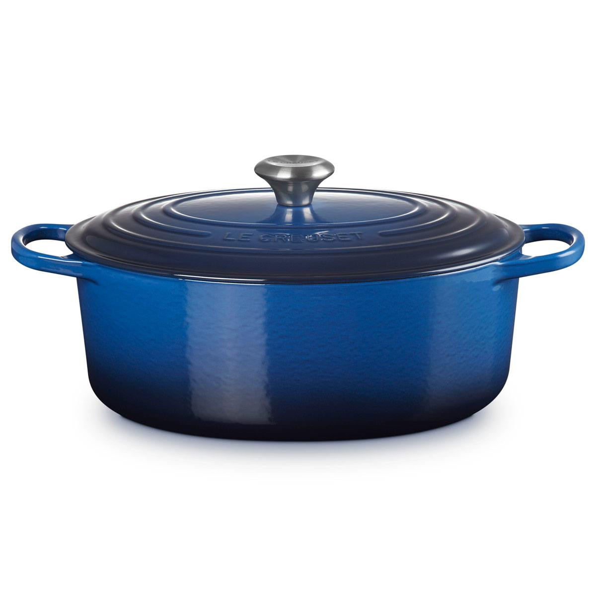 【ほぼ新品】LE CREUSET　マルミット　インディゴブルー　22cm Le Creuset Signature Cast Iron Oval Casserole 31cm Lapis Blue