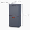 Graphite Joseph Joseph Totem Max 60L Waste & Recycling Bin dimensions