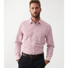 Burgundy/White R.M. Williams Mens Collins Shirt On Model